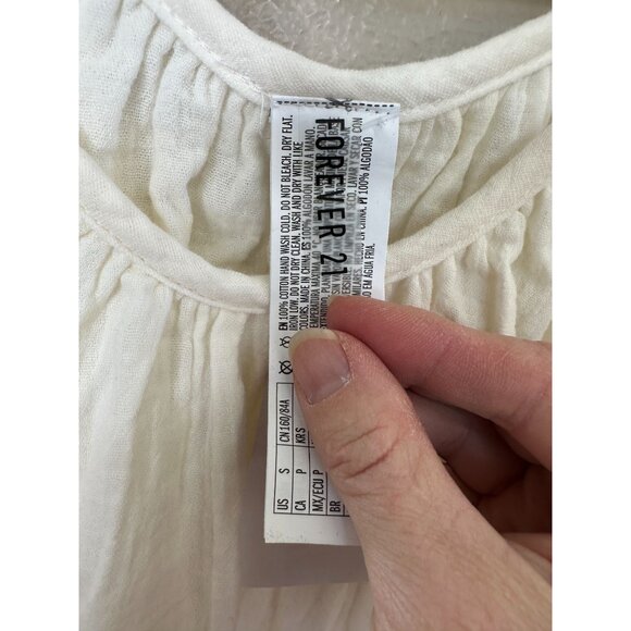 NWT-Forever 21 Womens Cream Swim Cover Up Small spaghetti strap mini cotton‎ - Picture 3 of 6